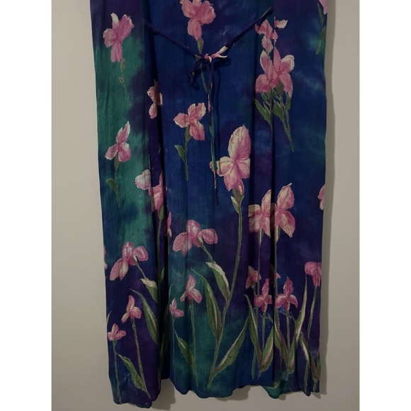 La Cera Dress Women’s Large Multi Floral Watercolor Button Front Fairy Boho Vtg - Picture 8 of 15